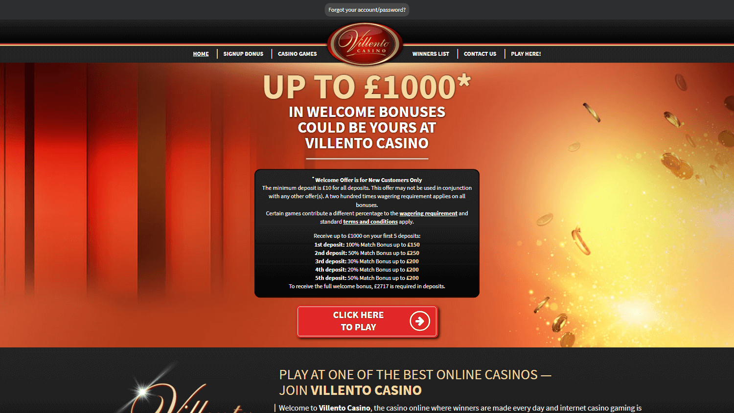 Villento Casino Desktop screenshot